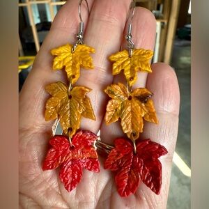 Handmade maple leaf earrings
